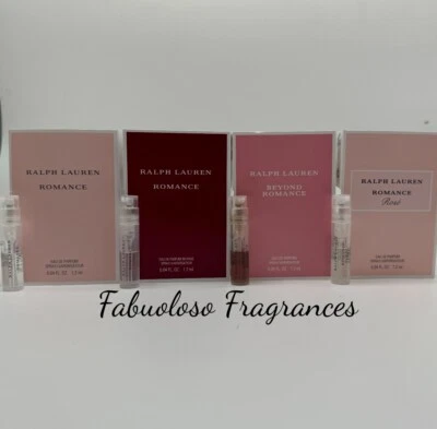 JUEGO DE MUESTRA DE 4 PIEZAS RALPH LAUREN ROMANCE (ROMANCE, ROMANCE INTENSO, ROSA ROMANCE, MÁS ALLÁ DE R Foto 1 de 4