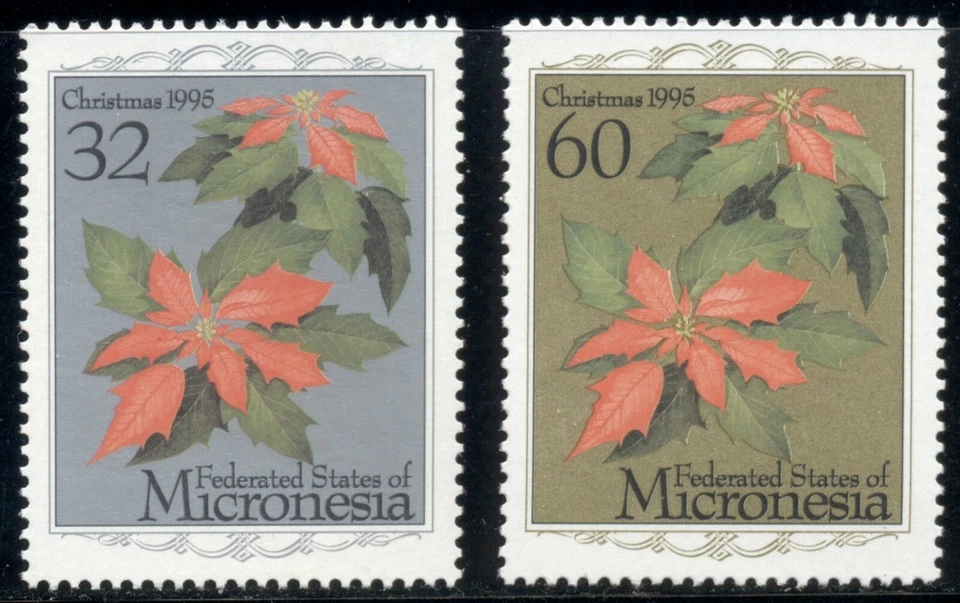 Micronesia Scott #234-235 MNH Christmas 1995 Poinsettias $$ - Image 1 of 1