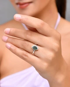 Moss Agate Ring, Wedding Ring, Statement Ring, Engagement Ring, Gift for Her - Picture 1 of 3