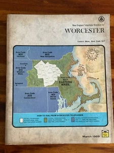 New England Telephone Directory Worcester Massachusetts 1969 Phone Book 617 - Picture 1 of 10