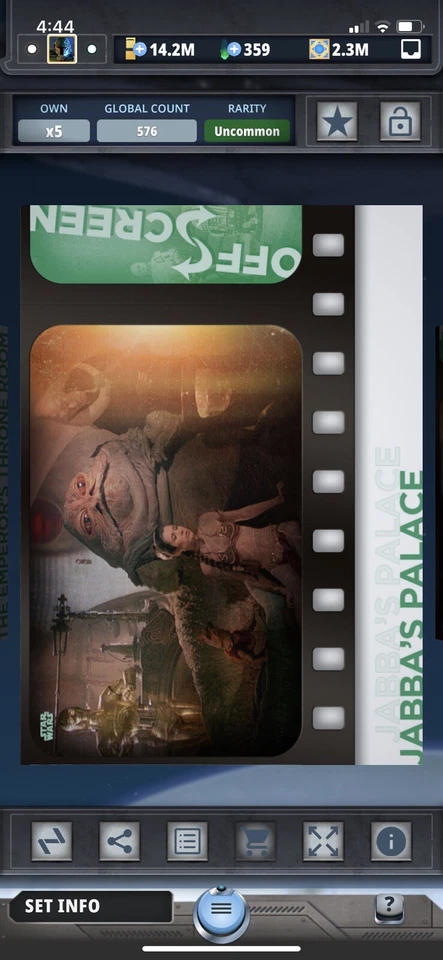 Topps Star Wars Digital Card Trader Green Off Screen Jabba's Palace Insert Award - Image 1 of 1