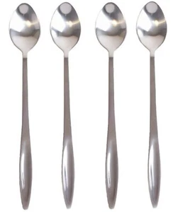 4x Long Handle Metal Latte Spoons Stainless Steel Coffee Ice-cream Knickerbocker - Picture 1 of 5