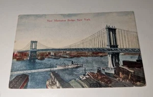 New Manhattan Bridge New York City NYC Postcard Vintage Post Card Old RARE HTF - Picture 1 of 2