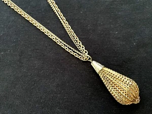 Vintage Gold-tone Double strand Chain Teardrop Pendant Necklace mcm - Picture 1 of 6