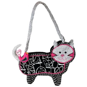Retro y2k sassy pet sacs black white cat shaped purse child gift abstract pink - Picture 1 of 5