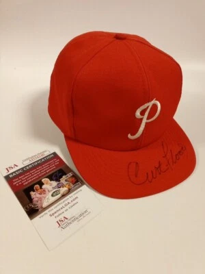 Curt Flood Signed Auto Phillies Baseball Cap Hat JSA -1 # - Image 1 of 4