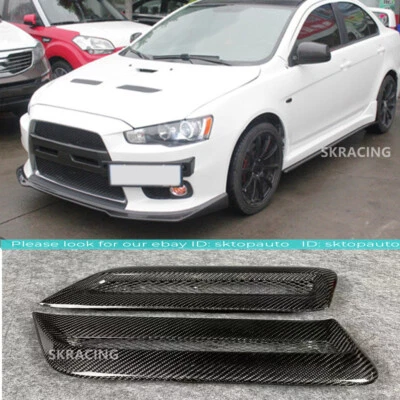 Carbon Fiber Bonnet Scoop Vent Hood Air Vents For Mitsubishi Evolution X EVO 10 - Image 1 of 4