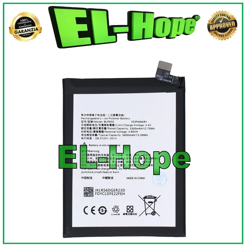 BATTERIA BLP633 PER ONEPLUS 3 A3000 A3003 / 3T A3010 3400 mAh PARI ORIGINALE - Immagine 1 di 1