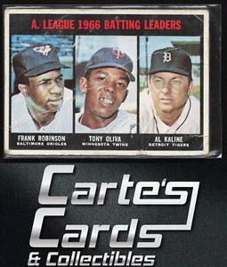 Frank Robinson Tony Oliva Al Kaline 1967 Topps #239 AL Líderes de Bateo Salón de la fama - Imagen 1 de 2