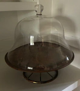 Glass Dome with Stand Rusted Finish Bell Cloche Home Decor - Picture 1 of 5