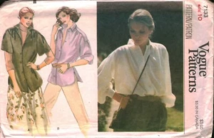 7133 Vintage Vogue Sewing Pattern Misses 1980s Loose Fitting Button Up Blouse 10 - Bild 1 von 2