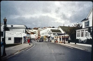 c.1980s Mackinac Island MI Main Street Buildings Rain Storm Vintage 35mm Photo Slide - Bild 1 von 1