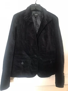Talbots Samt schwarz gefüttert Blazer Jacke Gr. 6 Taschen tailliert klassisch - Bild 1 von 6