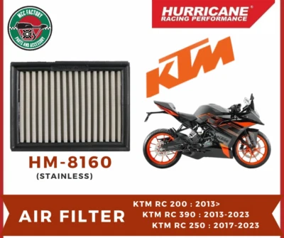 Filtro de aire Hurricane Superbike sin soporte para KTM RC200/RC390/RC250: 2013-2023 Foto 1 de 3