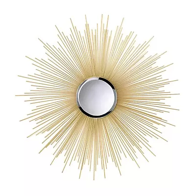 32"  Round Golden Sunburst Wall Mirror Hanging Wall Art Room Patio Home Decor - Image 1 of 4