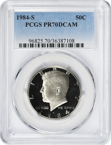 1984 S 50C CLAD Kennedy JFK Half Dollar Proof PCGS PR70DCAM Cover