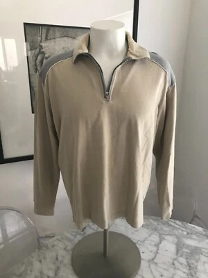 Pullover para hombre Z Zegna Sport XXL beige/gris 1/4 cremallera algodón hecho en ITALIA Foto 1 de 4