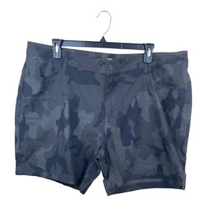 prAna Shorts Womens 22W Charcoal Gray Camo Halle Short Plus II Mid Rise 7" - Picture 1 of 14