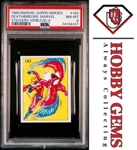 DEATHBIRD vs. MS. MARVEL PSA 8 1980 Marvel Super Heroes Stickers-Venezuela #163 - Picture 1 of 2