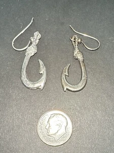 Pendientes colgantes de colección México .925 plata anzuelo pescador 3D detallados - Imagen 1 de 5
