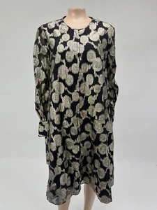 Vintage 50's 60's Roberta Lynn California Women's Dress Floral Metallic Gold DD8 - Picture 1 of 7