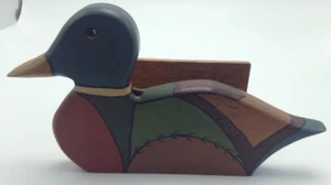 Vintage Wooden Hand Made Painted Duck Mallard Napkin Holder Mail Holder 1985 - Picture 1 of 11