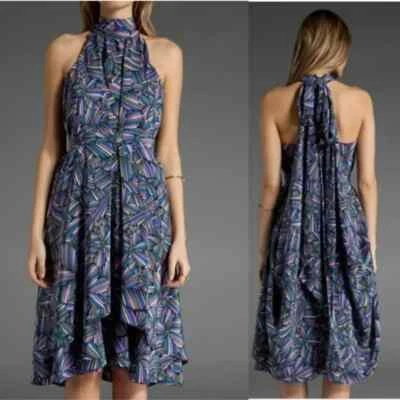 MARC BY MARC JACOBS Normandy Blue Silk Arielle Bloom Swing Draped  Dress 6 - Image 1 of 4