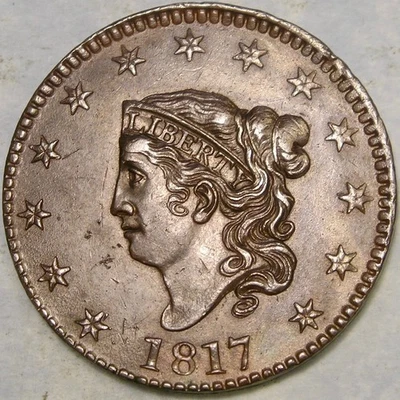 1817 CORONET HEAD LARGE CENT VERY ATTRACTIVE GORGEOUS FEATURES A SCARCE BEAUTY - Image 1 of 4