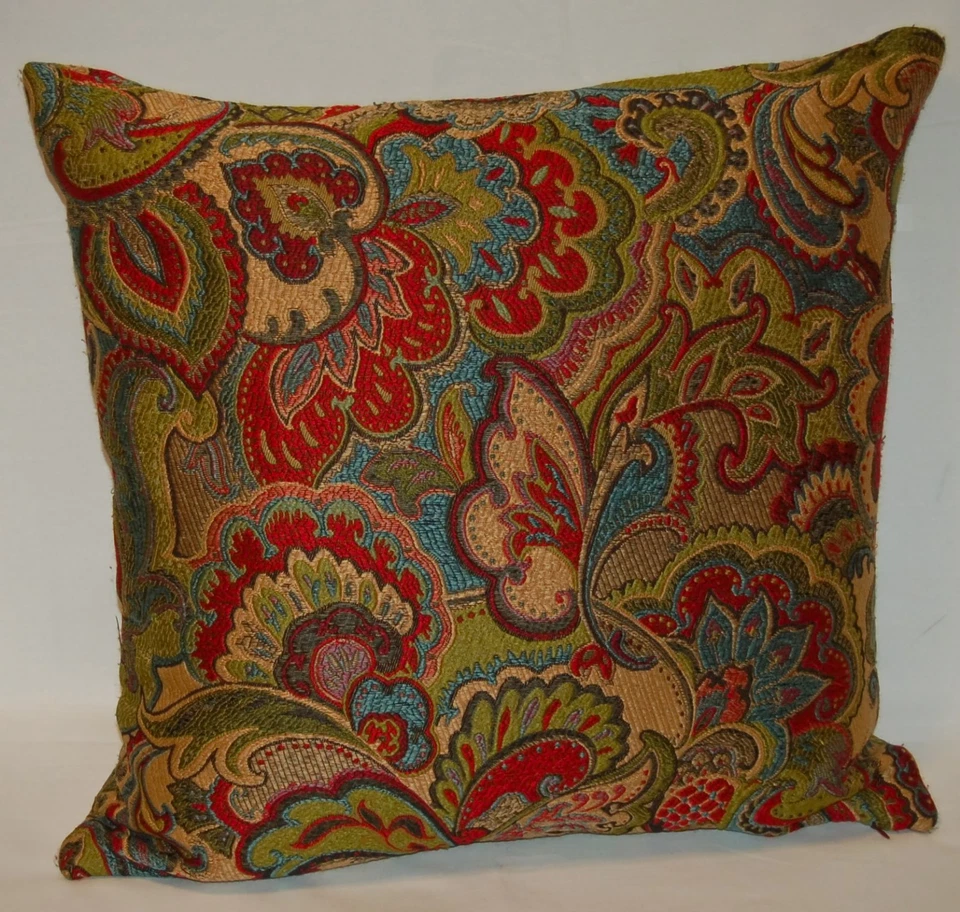 Almohada de Colección Paisley Jacquard de Alta Calidad 17" x 17" ¡HERMOSA! Foto 1 de 4