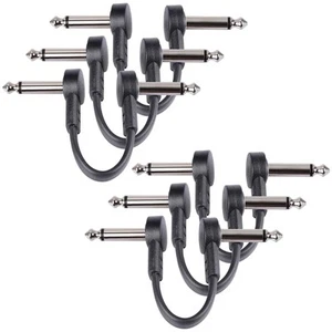 3 Inch Guitar Patch Cables 6 Pack, 1/4" TS Right Angle Effect Pedal Flat Cabl... - Picture 1 of 7