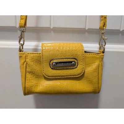 Bolso Bandolera Anne Klein Amarillo Mostaza Cadena Estampado Caimán RARO Foto 1 de 4