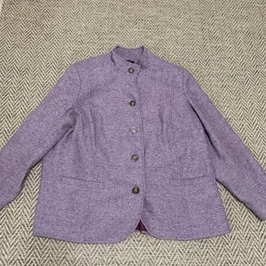 Lands End Lavender Herringbone Wool Blend Jacket Blazer 22W Lined - Picture 1 of 12