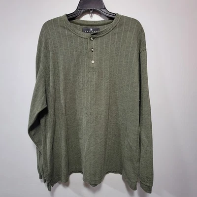 Consensus Sportswear Mens Size XL Green 3/4 Button Up Ribbed Knit Sweater - Image 1 of 4