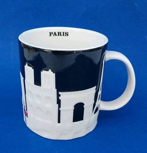 Starbucks Coffee RELIEF Series 16oz Mug Paris France Cup Embossed Black&White  - Picture 1 of 11