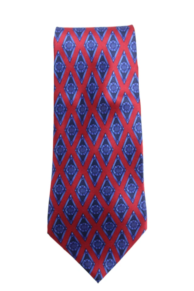 Corbata de ancho ancho con estampado de diamantes de seda Lanvin para hombre roja azul Foto 1 de 3