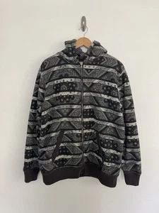Route 66 Y2K Fleece Lined Zip Up Paisley Pattern Hoodie L - Picture 1 of 6