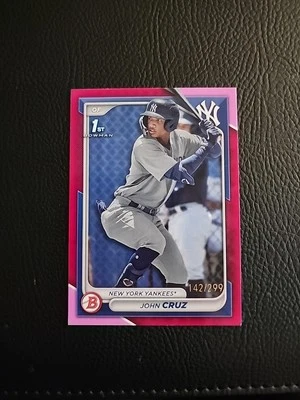 2024 Bowman 1st John Cruz Pink 142/299 BP-77 - Image 1 of 2