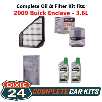 Fits: 2009 Buick Enclave 3.6L Complete Air, Oil & Cabin Filter Kit (5W-30) Foto 1 de 4