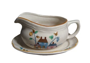 INTERNATIONAL CHINA Stoneware Gravy Dish W/Underplate, Heartland #7774 Pattern - Picture 1 of 1