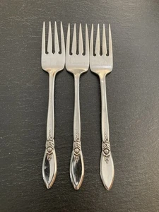 Oneida Community Stainless SPRING ROSE 3 Salad Forks Bouquet FREE SHIPPING - Picture 1 of 5
