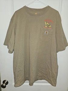 Vintage Carhartt Original Khaki Braun Logo mit Firmenname auf Vorder- & Rückseite Gr: XL - Bild 1 von 11