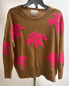Pullover 1234 braun Palmen Rundhals kastig Pulli Gr. S 100% Kaschmir - Bild 1 von 4
