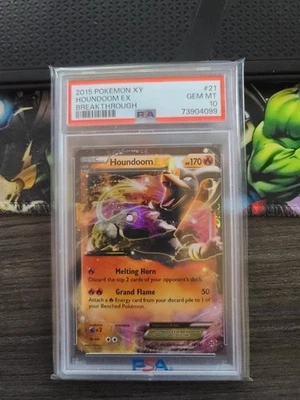 2015 POKEMON XY BREAKTHROUGH #21 HOUNDOOM EX PSA 10 - Image 1 of 2