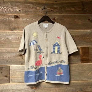 Christopher & Banks Handbestickter Pullover Strand Ozean Cottagecore L - Bild 1 von 8
