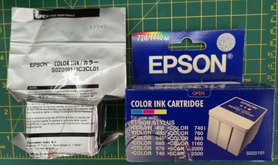 Pair (2) new Genuine Epson S020191 Color Cartridges for EPSON STYLUS COLOR 440+ - Image 1 of 4