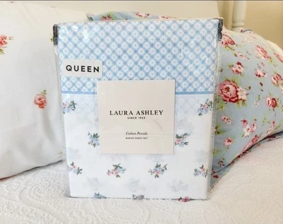 NWT LAURA ASHLEY SHABBY CHIC QUEEN FLORAL 100% COTTON SHEET SET - Image 1 of 3