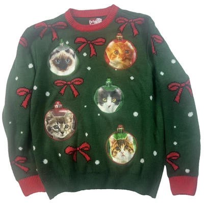 Suéter de festa 25 de dezembro feminino XL gato Natal suéter Y2K novidade feriado - Imagem 1 de 4