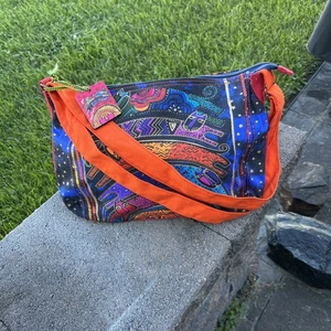 Laurel Burch Tote Rare Vintage Tapestry Cats Shoulder Bag Zip Purse - Picture 1 of 4