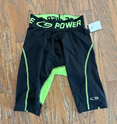 Mens Champion Black Green Spandex Tights Compression Shorts Small NEW - Image 1 of 4