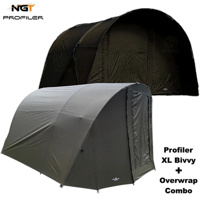 NGT Profiler Bivvy XL 2 Man + Overwrap Tent Skin Heavy Duty Carp Fishing - Combo - Image 1 of 4
